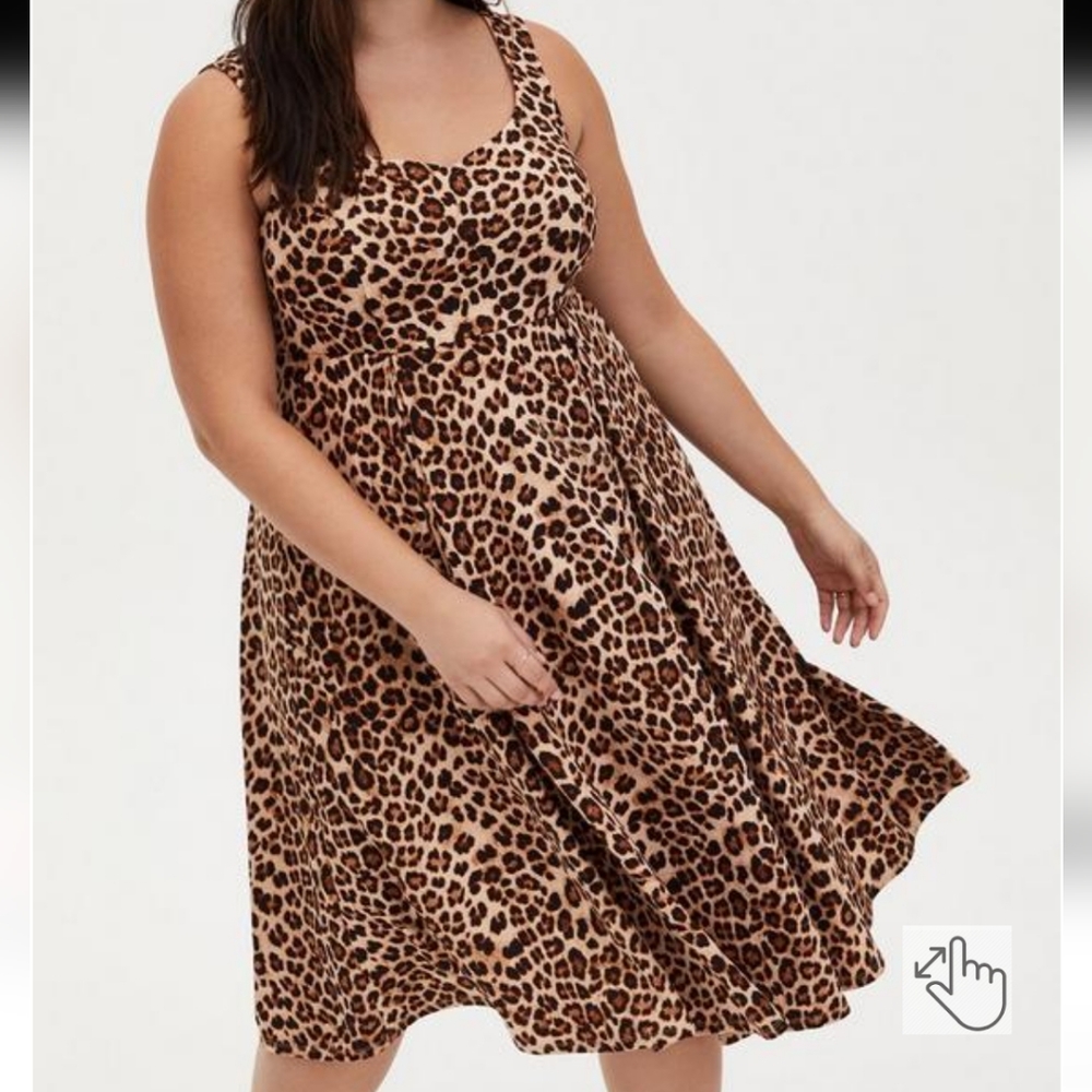 Leopard Sweetheart Skater Midi Dress Size 3X